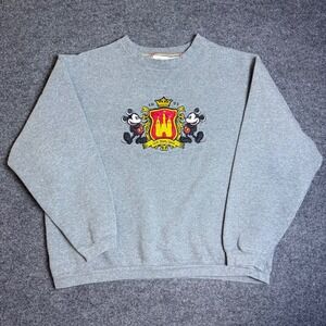 Walt Disney World Sweatshirt Mens XL Gray Mickey Mouse Crest Embroidered Top